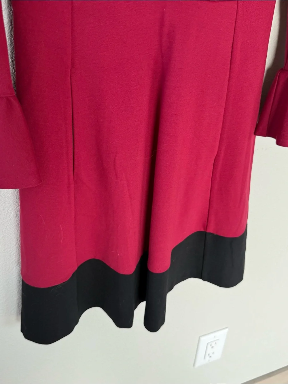 Kate Spade Colorblock Bell Sleeve Ponte Dress Cranberry Cocktail Women’s Size XS